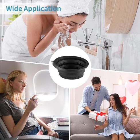 Silicone Face Bowl for Ice, 10.39 in Portable Facial Plunge Basin, Foldable and Angled Design for Cold Therapy and Skin Care, Safe Material Skin Care Basin, Black in Kuwait