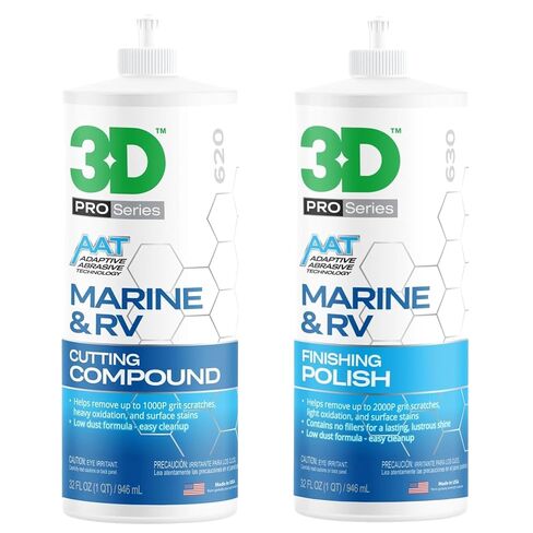 3D Marine & RV Gel-Coat Compound & Finishing Polish Bundle – High-Cut & High-Gloss Gel Coat Correction System for Boats & RVs – No Fillers, Low-Dust, Pro-Grade Shine – 32oz Each in Saudi Arabia