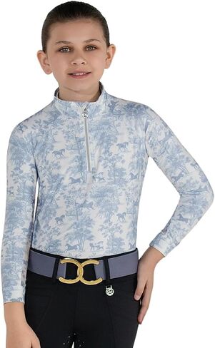 Dapplebay Kids Equestrian Toile 1/4 Zip LS Riding Top in Kuwait