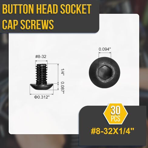 DTGN #10-32x1/2 Button Head Socket Cap Screws - 50Pack - Good for Road Bicycle, Mountain Bike, Auto, Motorcycle - 304 Stainless Steel Whitewashed - Hex Socket Drive Fasteners in Kuwait
