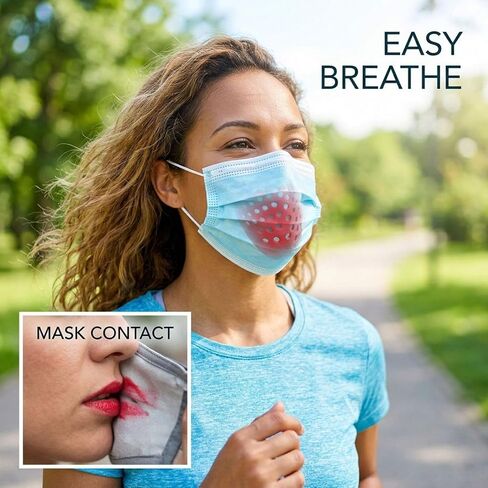 Silicone Anti-Suffocation Inner Bracket, Red, 3D Face Shell Support Frame for Easier Breathing, Reusable Lower Half Face Protective Insert, Lightweight 0.7 oz / 19.8 g for Cycling in Kuwait