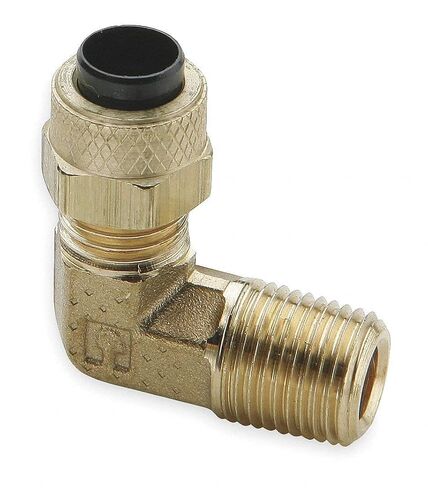 Parker Hannifin 169P-4-4-pk10 Male Elbow Fitting, Poly-Tite Brass, 90 Degree Angle, 1/4" Compression Tube x 1/4" Male Thread (Pack of 10) in Kuwait
