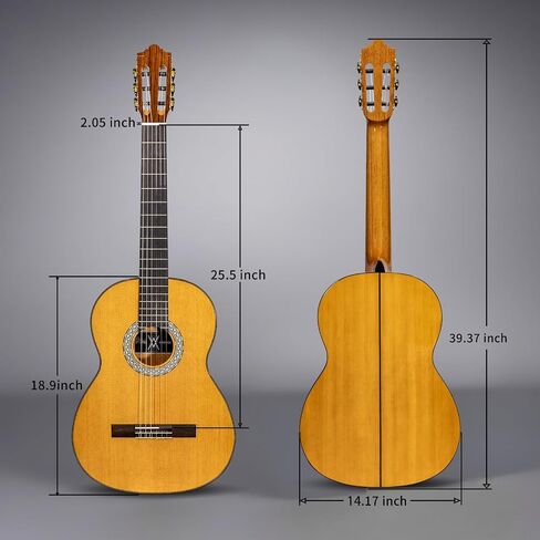 Wishmade Thin Body Acoustic-Electric Guitar, 39 Inch Nylon String Guitar for Beginner Adults -Natural in Saudi Arabia