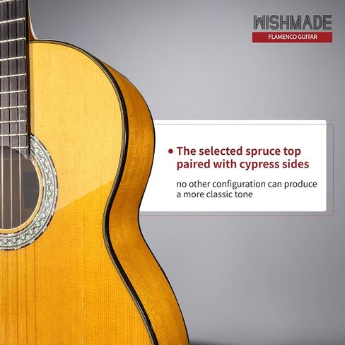Wishmade Thin Body Acoustic-Electric Guitar, 39 Inch Nylon String Guitar for Beginner Adults -Natural in Saudi Arabia