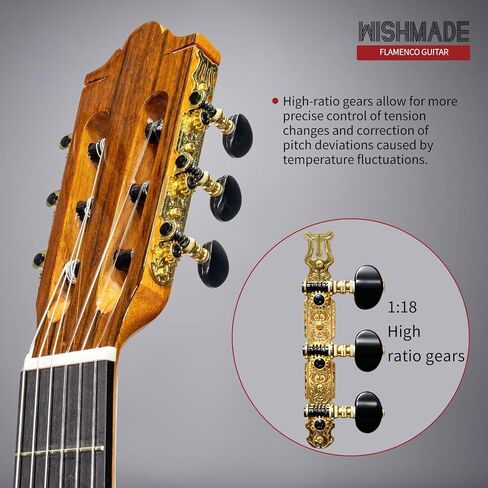 Wishmade Thin Body Acoustic-Electric Guitar, 39 Inch Nylon String Guitar for Beginner Adults -Natural in Saudi Arabia