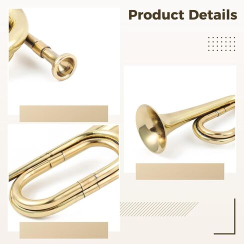 Bugle Horn Brass Instrument, Golden Trompeta with Clear Tone, Easy Play for School Bands, Stage Shows and Outdoor Performances in Kuwait