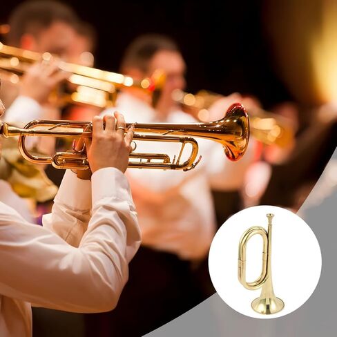 Bugle Horn Brass Instrument, Golden Trompeta with Clear Tone, Easy Play for School Bands, Stage Shows and Outdoor Performances in Kuwait