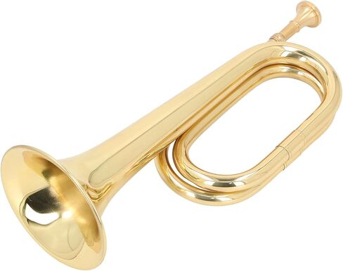 C Key Spanish Bugle Brass Cavalry Trumpet, Beginner Brass Trumpet, Lacquer Gold Finish with 11cm Mouthpiece, Ergonomic Design for Marching Band and Orchestral Use in Kuwait