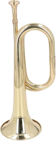C Key Spanish Bugle Brass Cavalry Trumpet, Beginner Brass Trumpet, Lacquer Gold Finish with 11cm Mouthpiece, Ergonomic Design for Marching Band and Orchestral Use in Kuwait