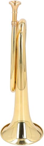 C Key Spanish Bugle Brass Cavalry Trumpet, Beginner Brass Trumpet, Lacquer Gold Finish with 11cm Mouthpiece, Ergonomic Design for Marching Band and Orchestral Use in Kuwait