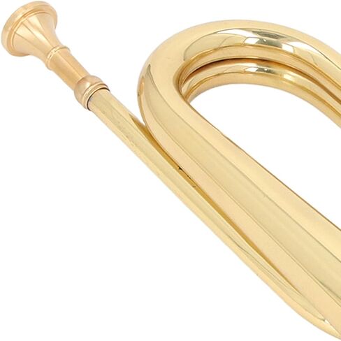C Key Spanish Bugle Brass Cavalry Trumpet, Beginner Brass Trumpet, Lacquer Gold Finish with 11cm Mouthpiece, Ergonomic Design for Marching Band and Orchestral Use in Kuwait