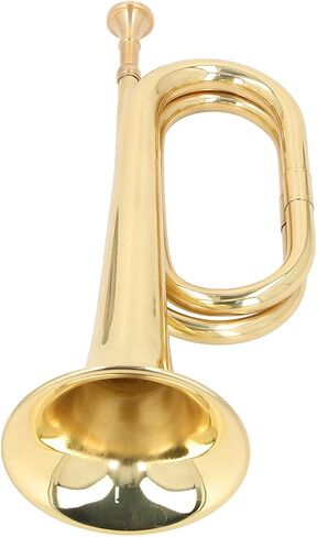 C Key Spanish Bugle Brass Cavalry Trumpet, Beginner Brass Trumpet, Lacquer Gold Finish with 11cm Mouthpiece, Ergonomic Design for Marching Band and Orchestral Use in Kuwait