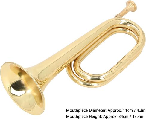 C Key Spanish Bugle Brass Cavalry Trumpet, Beginner Brass Trumpet, Lacquer Gold Finish with 11cm Mouthpiece, Ergonomic Design for Marching Band and Orchestral Use in Kuwait