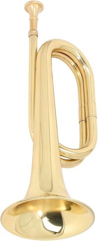 C Key Spanish Bugle Brass Cavalry Trumpet, Beginner Brass Trumpet, Lacquer Gold Finish with 11cm Mouthpiece, Ergonomic Design for Marching Band and Orchestral Use in Kuwait