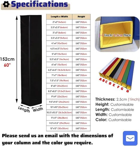 Square Pole Cushion Padding Wrap, 3ft Thick 1-Inch Square Post Protector for Gym, Basketball Pole Covers, Basement Floor Safety Padding in Kuwait