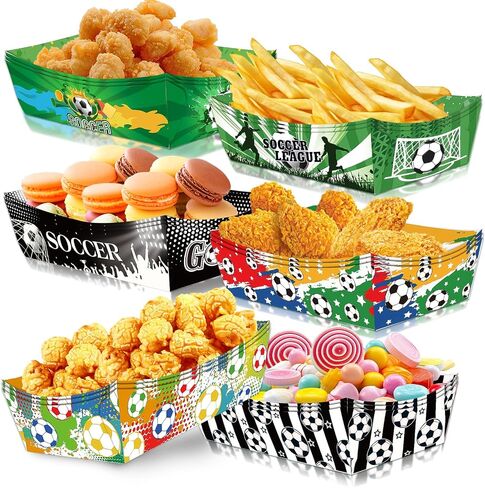 Soccer Party Supplies Decorations 2026-48 PCS Disposable Paper Food Trays for World Cup Game Day, Soccer Themed Plates for Popcorn, Nachos, Fries, Hot Dogs in Kuwait