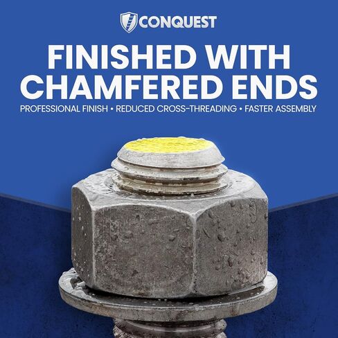 Conquest A307 قضيب ملولب مجلفن بالغمس الساخن 1/2 بوصة - 13 × 12 بوصة (8 عبوات) - قضبان ذات خيوط خشنة - تم تصنيعها وفقًا لمعايير ASTM A307 in Kuwait