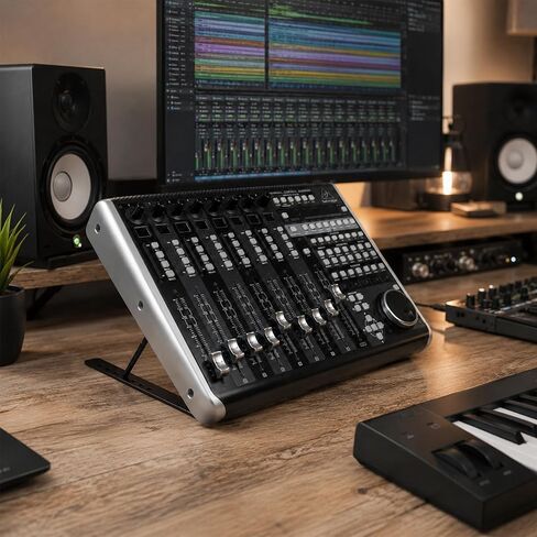 Musiin Music Production Equipment Stand Compatible with Behringer X-TOUCH,Tascam Podcast Station Mixcast 4,Roland MC-707,Adjustable Length, Foldable Design(X-Large) in Kuwait
