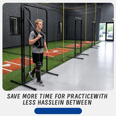 Baseball Batting Cage Door 2.8ft x 6.3ft Heavy-Duty Steel Frame Freestanding Entry Gate for Baseball & Softball Practice Cages, Easy Installation for Backyard, School & Training Facilities | Heavy-duty steel, rustproof coating, HDPE netting, easy DIY inst in Kuwait
