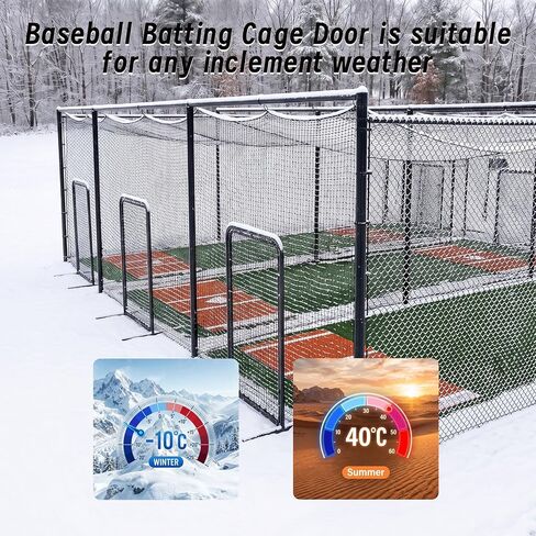 Baseball Batting Cage Door 2.8ft x 6.3ft Heavy-Duty Steel Frame Freestanding Entry Gate for Baseball & Softball Practice Cages, Easy Installation for Backyard, School & Training Facilities | Heavy-duty steel, rustproof coating, HDPE netting, easy DIY inst in Kuwait