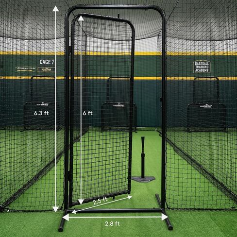 Baseball Batting Cage Door 2.8ft x 6.3ft Heavy-Duty Steel Frame Freestanding Entry Gate for Baseball & Softball Practice Cages, Easy Installation for Backyard, School & Training Facilities | Heavy-duty steel, rustproof coating, HDPE netting, easy DIY inst in Kuwait