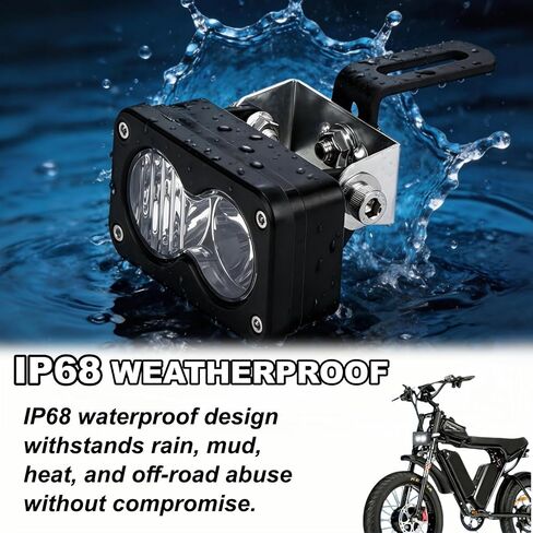 مصباح أمامي LED لـ Ridstar Q20، Ebike Light 3 Pin 20W 2000LM 6000-6500K فائق السطوع مقاوم للماء IP68 طقم ترقية التوصيل والتشغيل لركوب الليل لحماية الدراجة الإلكترونية على الطرق الوعرة in Kuwait