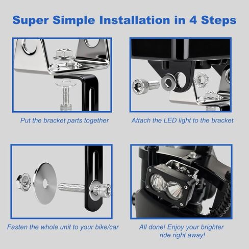 مصباح أمامي LED لـ Ridstar Q20، Ebike Light 3 Pin 20W 2000LM 6000-6500K فائق السطوع مقاوم للماء IP68 طقم ترقية التوصيل والتشغيل لركوب الليل لحماية الدراجة الإلكترونية على الطرق الوعرة in Kuwait