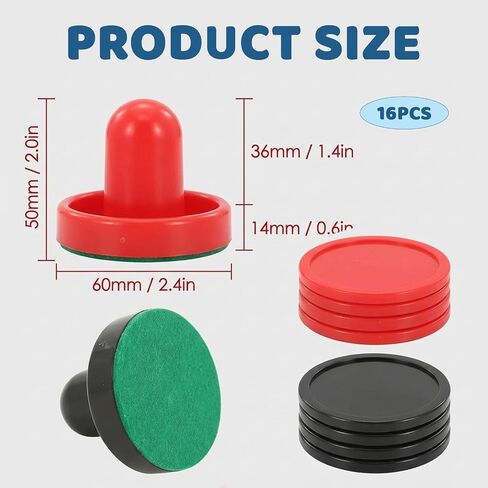 Air Hockey Pucks and Paddles Set, 16 Replacement Parts for Air Hockey Table, Smooth Surface Professional Mini Air Hockey Pucks, Standard Size Paddles with Durable Materials for Competitive Play in Kuwait