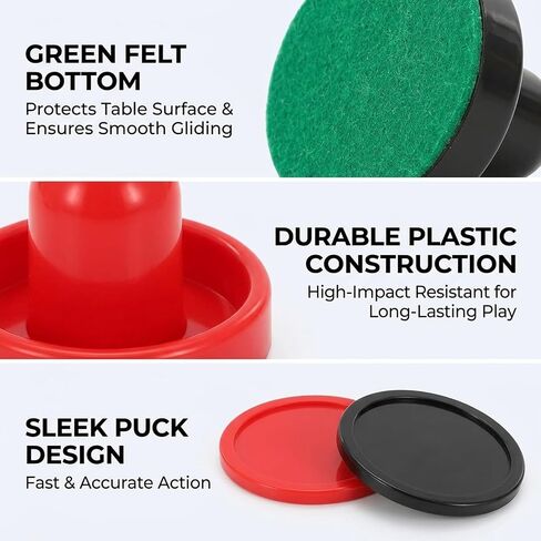 Air Hockey Pucks and Paddles Set, 16 Replacement Parts for Air Hockey Table, Smooth Surface Professional Mini Air Hockey Pucks, Standard Size Paddles with Durable Materials for Competitive Play in Kuwait