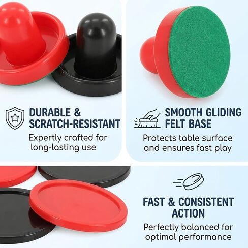 Air Hockey Pucks and Paddles Set, 16 Replacement Parts for Air Hockey Table, Smooth Surface Professional Mini Air Hockey Pucks, Standard Size Paddles with Durable Materials for Competitive Play in Kuwait