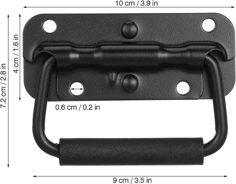 4pcs Spring Loaded Surface Mount Grab Handles Stainless Steel Folding Pull Handles with Four Holes Design for Crates and Cases Easy Installation Stable Black in Kuwait
