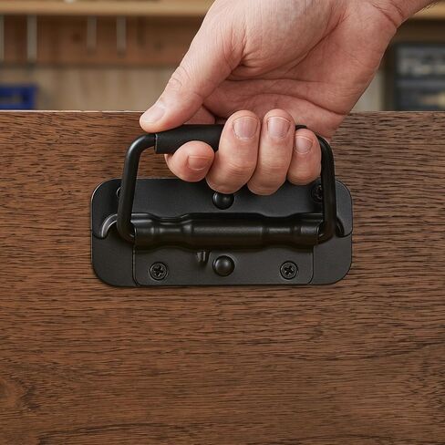 4pcs Spring Loaded Surface Mount Grab Handles Stainless Steel Folding Pull Handles with Four Holes Design for Crates and Cases Easy Installation Stable Black in Kuwait