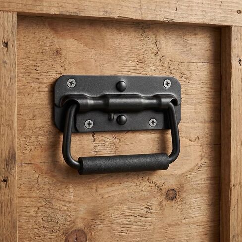 4pcs Spring Loaded Surface Mount Grab Handles Stainless Steel Folding Pull Handles with Four Holes Design for Crates and Cases Easy Installation Stable Black in Kuwait
