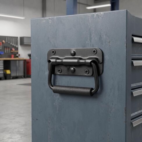 4pcs Spring Loaded Surface Mount Grab Handles Stainless Steel Folding Pull Handles with Four Holes Design for Crates and Cases Easy Installation Stable Black in Kuwait