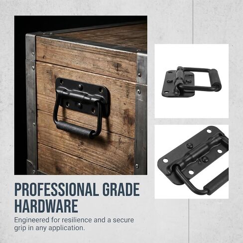 4pcs Spring Loaded Surface Mount Grab Handles Stainless Steel Folding Pull Handles with Four Holes Design for Crates and Cases Easy Installation Stable Black in Kuwait