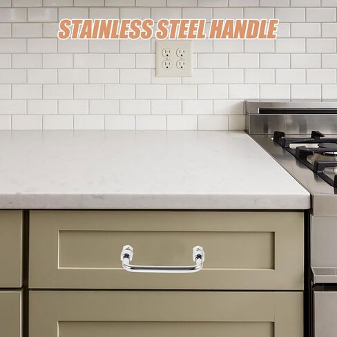 SHINEOFI Heavy Duty Folding Pull Handle for Industrial Cabinets and Toolboxes, Iron Chrome Plated with Reliable Performance and Non-Slip Grip, Silver 3.9 Inch Chest Handle Suitable in Kuwait