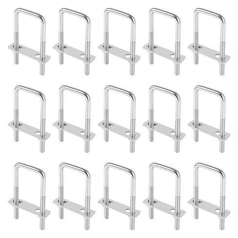 15 PCS Square U Bolts 1.57 inch Wide, M8 x 40 x 100 mm Carbon Steel Galvanized U Bolts with Nut Plate, Industrial Supplies Accessories for Boat, Trailer, Tube in Kuwait