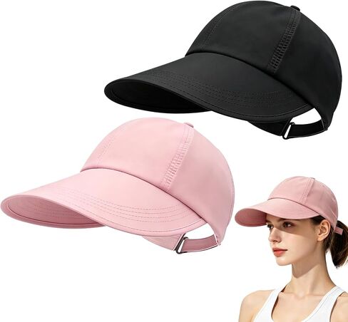 2 Pcs Sun Protection Baseball Hat for Men and Women Lightweight Wide Brim Outdoor Hats, Adjustable Quick-Dry Wide Brim Baseball Cap Black in Kuwait