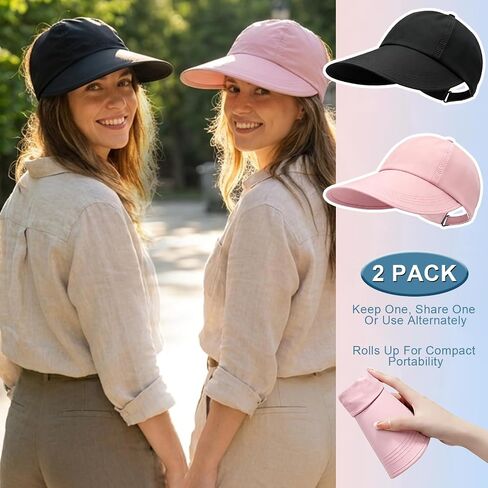 2 Pcs Sun Protection Baseball Hat for Men and Women Lightweight Wide Brim Outdoor Hats, Adjustable Quick-Dry Wide Brim Baseball Cap Black in Kuwait