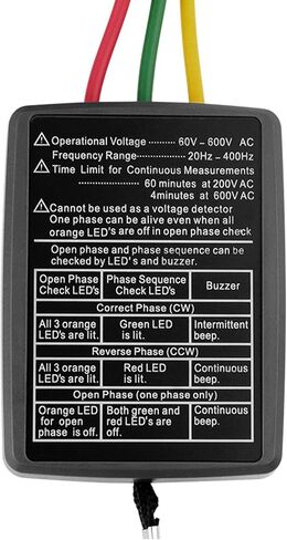 3 Phase Sequences Presences Rotation Tester Indicators Detectors Meter with LED 60V-600V 3 Phase Rotation Tester Tool in Kuwait