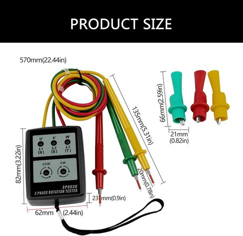 3 Phase Sequences Presences Rotation Tester Indicators Detectors Meter with LED 60V-600V 3 Phase Rotation Tester Tool in Kuwait