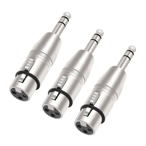 XLR 3-Pin أنثى إلى محول متوازن 1/4 TRS ذكر، محول صوت مع قابس سبيكة عالي التحمل، 3-Pin XLR نقل إشارة متوازن، محول متين لمعدات الاستوديو والمسرح 3 عبوات in Kuwait