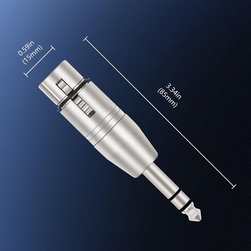 XLR 3-Pin أنثى إلى محول متوازن 1/4 TRS ذكر، محول صوت مع قابس سبيكة عالي التحمل، 3-Pin XLR نقل إشارة متوازن، محول متين لمعدات الاستوديو والمسرح 3 عبوات in Kuwait