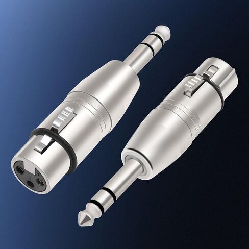 XLR 3-Pin أنثى إلى محول متوازن 1/4 TRS ذكر، محول صوت مع قابس سبيكة عالي التحمل، 3-Pin XLR نقل إشارة متوازن، محول متين لمعدات الاستوديو والمسرح 3 عبوات in Kuwait
