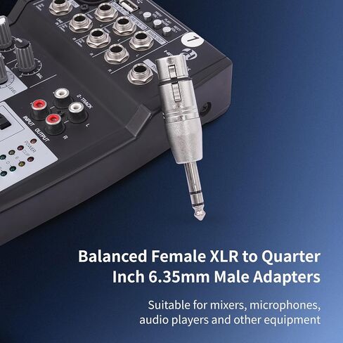 XLR 3-Pin أنثى إلى محول متوازن 1/4 TRS ذكر، محول صوت مع قابس سبيكة عالي التحمل، 3-Pin XLR نقل إشارة متوازن، محول متين لمعدات الاستوديو والمسرح 3 عبوات in Kuwait