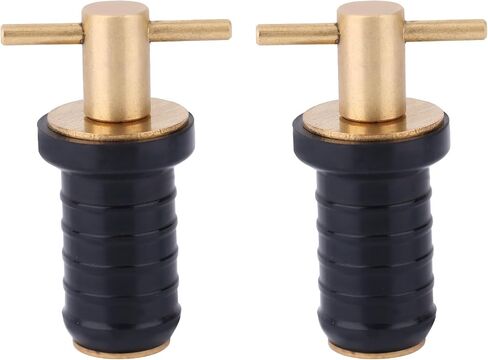2pcs T-Handle Boat Plug Brass Marine Drain Plugs, Heavy Duty Snap Rubber Boat Drain Plug for Yachts Kayaks Fishing Boats Reliable Twist Lock Design in Kuwait