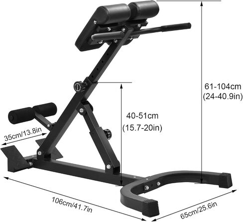 Roman Chair Hyperextension Bench, Adjustable Back Extension Machine, Heavy Duty Foldable Hyperextension Bench for Core, Glutes and Lower Back Training in Kuwait