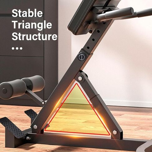 Roman Chair Hyperextension Bench, Adjustable Back Extension Machine, Heavy Duty Foldable Hyperextension Bench for Core, Glutes and Lower Back Training in Kuwait