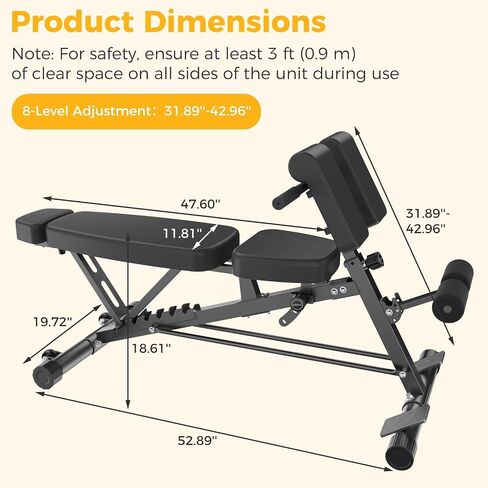 NEWBULIG Adjustable Weight Bench for Home Gym, 660 LBS Workout Bench Press | Flat Incline Decline Sit Up Foldable Work Out Press Chest Machine with Leg Extension, Preacher Pad & 2 Wheels in Kuwait