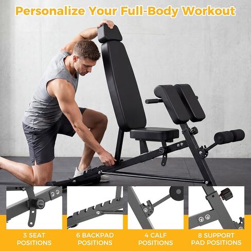 NEWBULIG Adjustable Weight Bench for Home Gym, 660 LBS Workout Bench Press | Flat Incline Decline Sit Up Foldable Work Out Press Chest Machine with Leg Extension, Preacher Pad & 2 Wheels in Kuwait